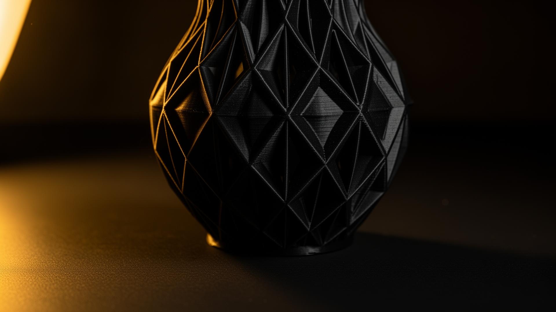Peça 3D PULSELAB com iluminação dourada